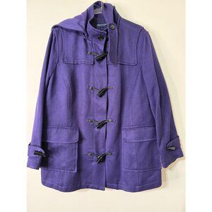 Jones New York Women's Purple Utility Barn Coat Herringbone Toggle & Button-up 2